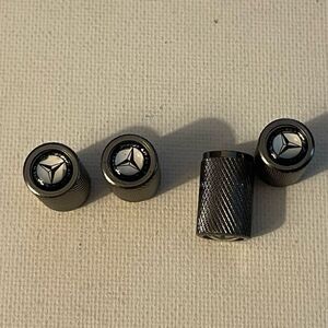 Mercedes Benz logo valve Stem caps in Gray set of 4 NWT